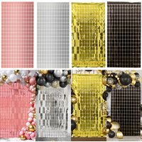 2pcs Party Backdrop Metallic Foil Fringe Tinsel Curtain Adult Birthday Party Wedding Decoration Party Favor Supplies