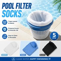 5pcs Pool Filter Reusable Filter Replacement Savers Nylon Mesh Pool Skimmer Storage Socks for In-Ground Above Ground Pools