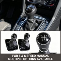 Gear Shift Knob with Dust Boot for VW Golf 7 MK7 2013-2018 - Manual 5/6 Speed Black PU Leather Black Stitch Lever Replacement