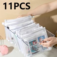 11-Piece Large-Capacity Office Storage Bag Set - Nylon Zipper Mesh Bags for Office Documents and Stationery Storage