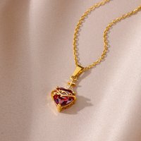 316L Stainless Steel Zircon Heart Cross Necklace for Women Chain Heart Necklace Vintage Aesthetic Fashion Jewelry Free Shipping