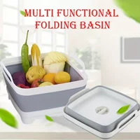 Large Capacity Portable Folding Basin with Handle and Drain Plug. Suitable for Various Scenarios