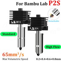 For P2S Hotend For Bambu Lab P2S Standard/High Flow Hotend High Quality Fast Precise Printing Removable nozzle 0.2 0.4 0.6 0.8