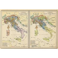 Geography Education Tools Unframed Italian Map Background-Vintage Italy Map,Wall Decor Home Decor,Study,Tourism Tool