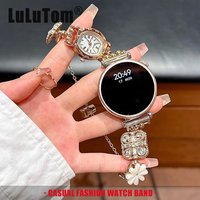 Flower Diamond Watch Design Bracelet Band for Samsung Galaxy Watch 8 Ultra 7 6 5 4 Classic Huawei GT Pro Metal Strap 18/20/22mm
