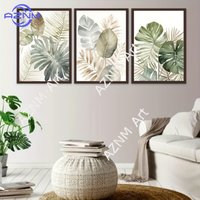 1Pc/3Pcs Tropical plants living room decorations bamboo green leaves bedroom canvas spray painting frameless print
