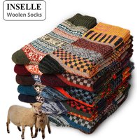 INSELLE 20/10/5/1 double winter men's socks thickened wool socks warm men's vintage style men's socks for snow boots