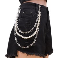 Temperament Pearl Beaded U-shaped Waist Chain Simple Waist Chain For Women Hip Hop Rock Personality Jeans Chain Accessories