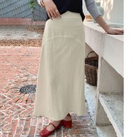 Women's Linen Long Skirts Casual Solid High Waist A-line Split Skirts for Women Elegant Skirts Dress Office Ladies Daily Wear