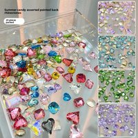 Mixed Trendy Candy Soda Pointed Back Nail Rhinestones Crystal Colorful Heart Candy Irregular Nail Diamonds Wholesale 6-14mm