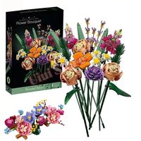 Artificial Flower Bouquet Building Set Rose Orchid Potted Plant DIY Building Blocks Eternal Bouquet Model for Mom Wife Home Deco