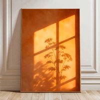 Creative Sunset Window Shadow Plant Canvas Prints Poster Modern Minimalist Aesthetics Art Prints Bedroom Wall Art Home Decor