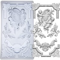 Baroque Relief Embossed Art Silicone Mold Cupid Frame for Polyclay Air Dry Clay Plaster, Decorative Column and Sculpture Statue