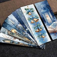 30PCS Blau Weihnachten Lesezeichen Wasserdichte Laptop Lesen Bücher Harajuku Cartoon Gitarre Telefon Guka Fahrrad Lesezeichen