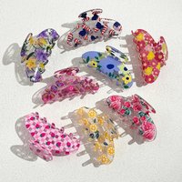 Transparent Colorful Printed Flower Butterfly Lemon Strawberry Hair Clip Claw For Women New Acrylic Barrettes Hair Accessories