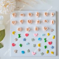 16pcs Miniature Pineapple Cactus Mushroom Shell Turtle Bow Star Heart Thunder Cloud Moon Clay Cutters for Earring Jewelry Making