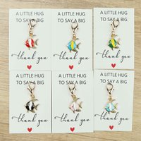6pcs/12pcs cute fish keychains, including a thank-you card, fish pendants, birthday gifts, and party favors.