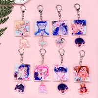 1/8Pcs Anime Figures Alien Stage Acrylic Car Keychain Cute Backpack Pendant Funny Bag Charm Accessories Decoration Holiday Gifts