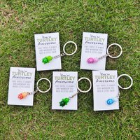 10 items Mini Turtle Hug Cards Key Ring with Inspirational "You're Turtley Awesome" Message - Perfect for Christmas, Valentine's