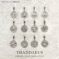 Charm Pendant Aries Taurus Gemini Cancer Leo Virgo Libra Scorpio Sgr Cap Aqu Pisces Zodiac Sign Vintage Gift 925 Sterling Silver