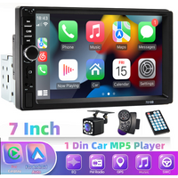 Hippcron 7“ Car Radio 1DIN Wired Carplay Android Auto Multimedia MP5 Universal Player HD Touch Screen AUX Input BT Mirror Link