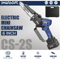 SWANSOFT 6-Zoll Bürstenlose Elektrische Mini-Kettensäge 600W Garten-Astschneider Elektrowerkzeug 21V Akku CS-2S