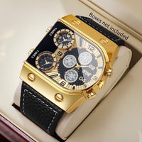 Luxury Square Oversized Men Business Watches Decorative Five-eyes Dial Leather Strap Quartz Watch Relogio Masculino (Without Box