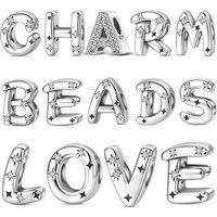 Original 925 Silver Charms 26 Letters Shining Like Stars Beads Fits 3mm Bracelet For Women DIY Pendants Luxury Jewelry Gifts Hot