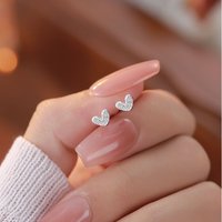 New 925 Silver Heart Stud Earrings for Women Daily Wear Minimalist Cute Love Silver Color Ear Girl Fine Jewelry Wedding Gifts
