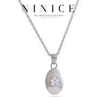 NiNice Necklaces for Women Stainless Steel Jewelry Oval Cubic Zirconia Pendant Decoration Waterproof Fashion Sweater Chain