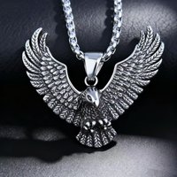 HNSP 316L Stainless Steel Viking Style Eagle Pendant Necklace For Men Punk Gothic Jewelry Accessories