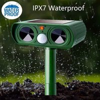 Solar Ultrasonic Animal Repeller - Rechargeable Waterproof Deterrent for Cats Dogs Pests, Garden Farm Yard