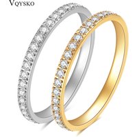 Full Small CZ Zircon Channel Setting Stainless Steel Engagement Rings for Women