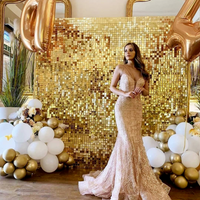 12 stücke goldene Pailletten Hintergrund Panels für Hochzeits feier Baby Dusche Hintergrund Wand dekor schimmern Laser Kulissen Vorhang 30x30cm