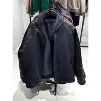 MAMELICCE Original design Wool blend Synthetic leather Patchwork Baseball jacket Cotton clothes high quality padding Men jackets