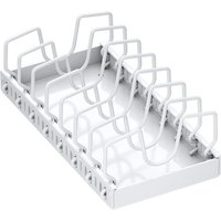 Under Cabinet Sliding Pot Lid Storage Holder Kitchen Adjustable Slide Out Dish Pan Storage Rack Shelf Pots and Pans Organizer