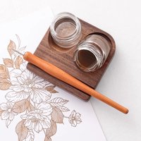 Wooden Pole Glass Dip Pen Ink Holder Sealed Container Art Writing Comics Illustration/watercolor Painting Art Supplies