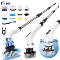 TINSOL 12 in 1 Electric Cleaning Brush with Telescopic Handle, Multifunctional Household Floor and Kitchen Cleaning Tool