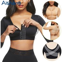 Women Arm Shapers Intimates Slim Underwear Body Shaper Corset Corrector Long Sleeves Front Entry Push Up Sports Bra with Hooks
