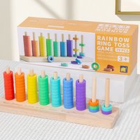 Wooden Multicolor Bead Early Education Math Rack, Color Matching Fun Toy for Kindergarten, Baby Training Intelligence Puzzle Toy