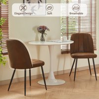 AINPECCA 2,4-piece Set Velvet/Faux Suede Dining Chairs Ergonomic Kitchen Chairs with Backrest Sturdy Matte Metal Legs