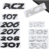 Premium 3D Metal Car Letter Emblem | Rear Trunk Decal Badge for Peugeot RCZ 107 206 207 208