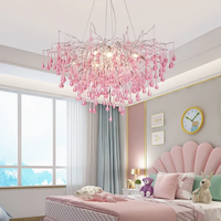 Luxury Branch Chrome Crystal Chandelier Modern Teradrop Pink Blue Crystal Chandelier Living Room Art Dining Table Hanging Lamp
