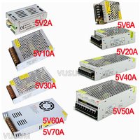 vusum Schalt-LED-Netzteil, 5-V-Netzteil, Transformator 110 V, 220 V AC zu DC, 5 V, 2 A, 6 A, 10 A, 20 A, 30 A, 40 A, 50 A, 60 A, 72 A, Treiber