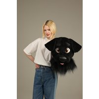 Black Labrador Dog Fursuit Husky Wolf Mascot Costume Head and Tail Halloween Christmas Fancy Party Accessories