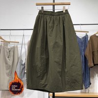Retro Japanese Style Workwear Cotton Half Skirt Women's Winter High Waist Draped A-Line Puffy Skirt Trendy Bloomer Skirt