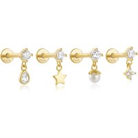 ROXI 925 Sterling Silver Star/Flower/Pearl Zircon Dangle Earrings For Women 1pc Simple Earrings For Women Girl Wedding Gift