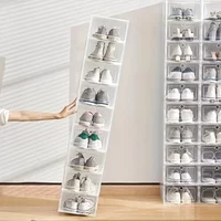 3/6pcs Plastic Shoes Case Drawer Case Thickened Transparent Shoebox Fold Shoe Organizer Plastic Shoe Boxes Stackable Box