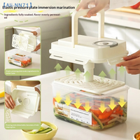 【NN71】4L Plastic Pickle Jar With Press Plate Leakproof Kitchen Organizer Bin For Gherkin Sauerkraut Olive Storage Container