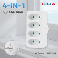 Type F to C EU Plug Adapter with 2/3/4 Extension Socket, 2300W 2.5A Multi-Outlet Power Strip for Home Use, CE Certified, 3 Outle